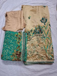 Green Golden Heavy Bridal Lehenga