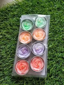 Rose-Shaped Tea Light Candles Set Of 8