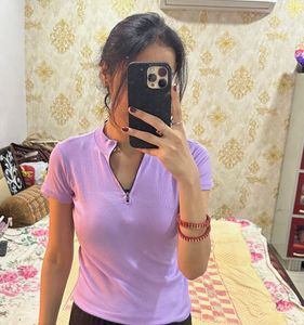 Lavender Zip-Up T-Shirt