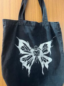 Butterfly Graphic Black Tote Bag