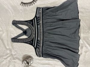 Gray Embellished Tank Top
