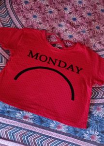 Pink Crop Top With Cross Design At The Back Neck