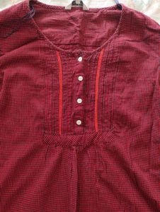 Red Checked Tunic Top