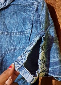 Denim Dress With Designer Sleeves Size 40 Inches
