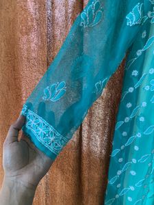 Aqua Chikankari Kurti