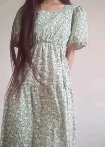Floral Puff Sleeve Maxi Dress
