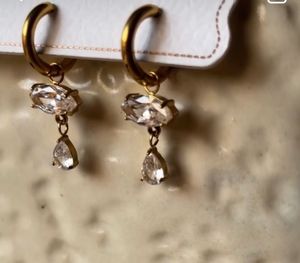Gold Drop Huggie Earrings