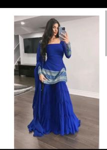 Royal Blue Gharara Suit