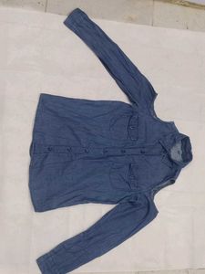 AJIO Cold-Shoulder Denim Shirt Top 💙