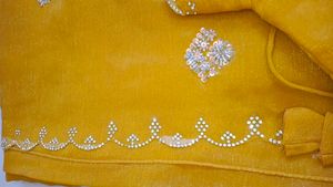 DAZZLING YELLOW EMBELLISHED SAREE + FREE EARRING!