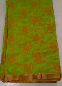 Lime Green Cotton Silk Saree