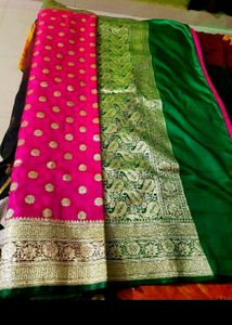 Beautiful Rani pink silk saree