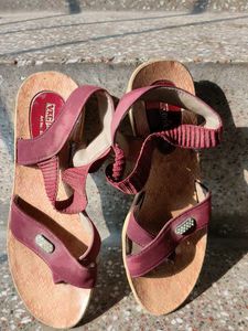 Maroon Sandals with Rhinestones