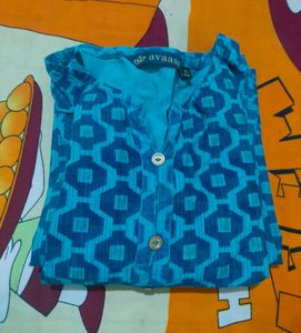 Blue Colour Cotton Kurti