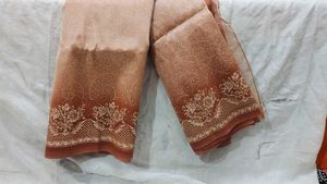 Nude/Golden Organza Saree