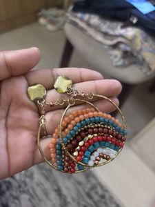Boho Beaded Hoop Earrings