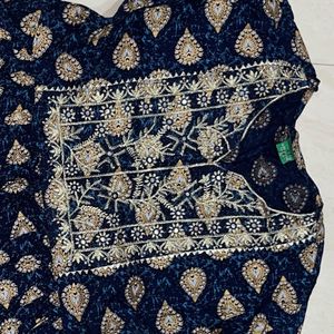 Elegant Navy Blue Ethnic Kurthi