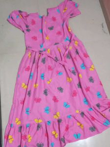Butterfly Print Pink Dress