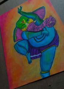 Ganesha Art With Oil Pastel