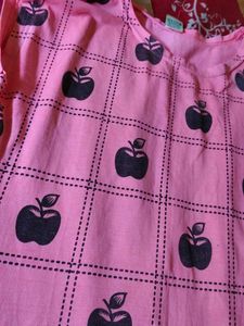 Pink Apple Print Tunic Top