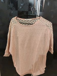 Peach Lace Detail Top