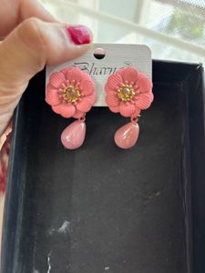 Peach Flower Drop Earrings