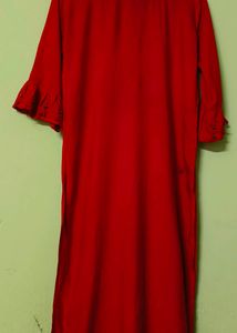 Red Kurti With Purl Design