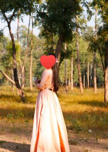 Peach Color Full Length 5 Mtr Gown