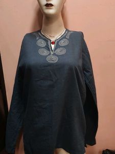 Embroidered Gray short kurti
