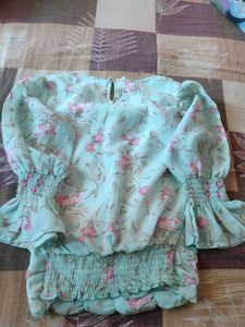Sky Green Floral Top
