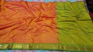 Orange & Green Silk Saree