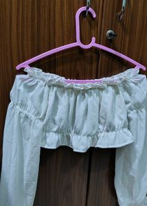 Off-shoulder white top