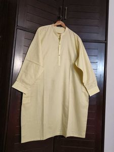 J.Junaid Jumshed Men Regular Yellow Cotton Kurta