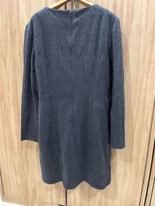 Gray Dress with Beaded Neckline - Size M