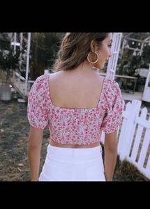 Blue Floral Milkmaid Blouse