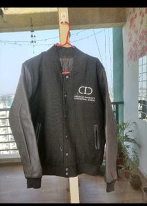 Leather Back Embroidery Black Aesthetic Jacket