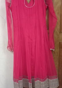 Pink &amp; Silver Anarkali