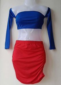 Blue off shoulder top