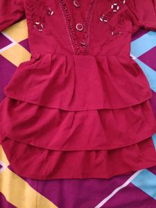 Red Embroidered Kurta/top