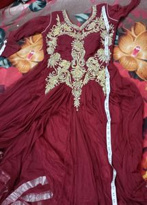 Maroon Colour Gown Beutiful And Attractive