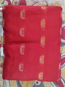 Red Zari Border Saree With Booti