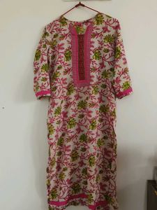 Floral Print Pink Kurti