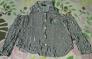 Striped Cold Shoulder Button Down