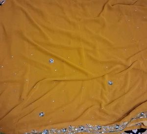 Yello Stone Embroidery Saree