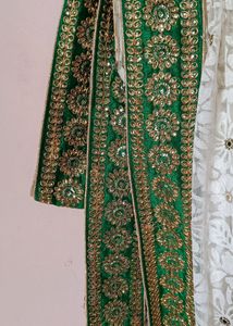 White Saree With Green Border
