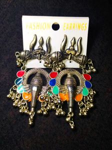 Oxidised Silver Trishul Ganesha Set