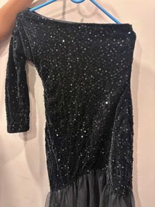 One-Shoulder Sequin Velvet Dress