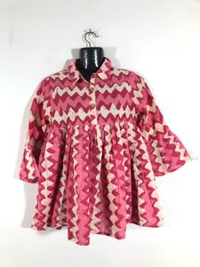 Pink Printed Casual Top(Women’s)