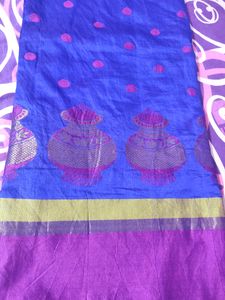 beautiful blue color cotton saree