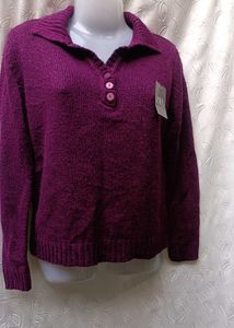 Burgundy Knit Collared Sweater 💜